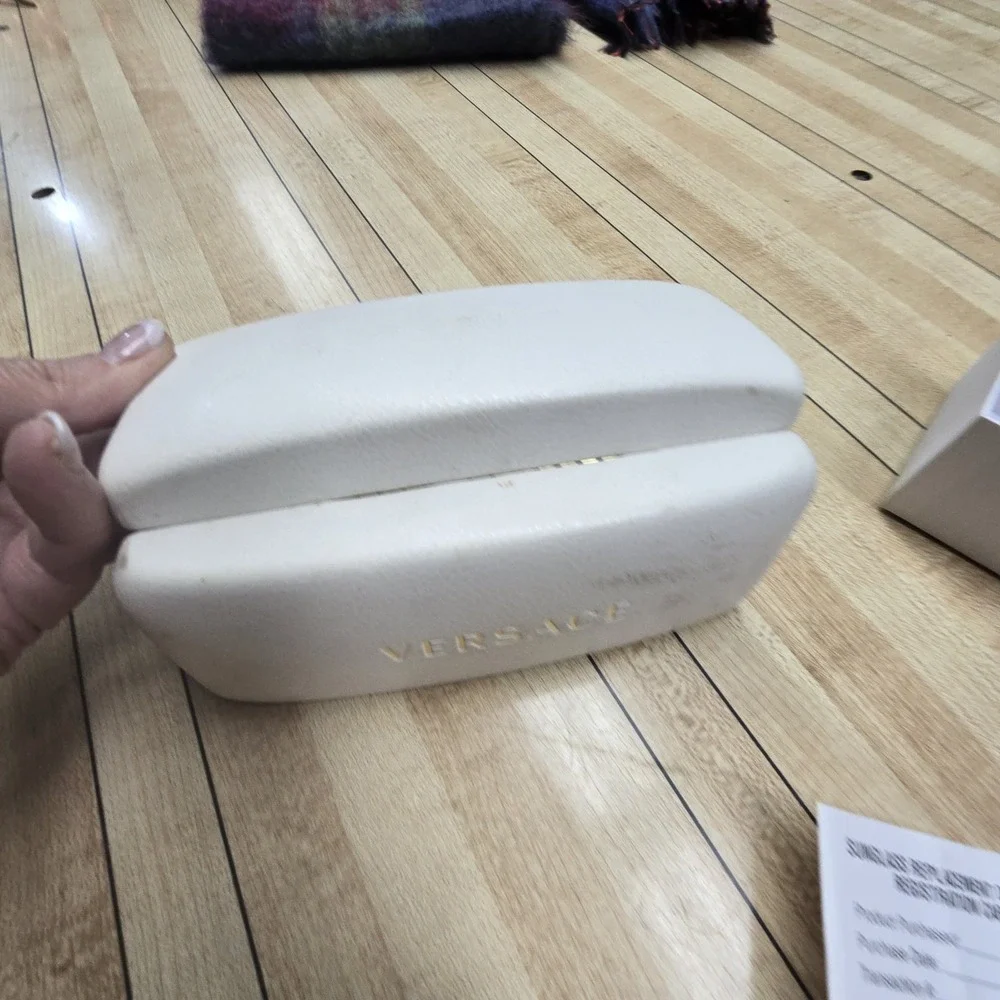Versace Italy White Sunglass Eyeglass Hard Shell Case, Box & Cards ONLY Designer